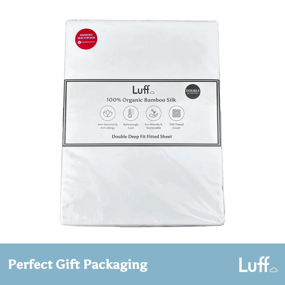 image 1 of Bamboo Silk Fitted Sheet White | Double