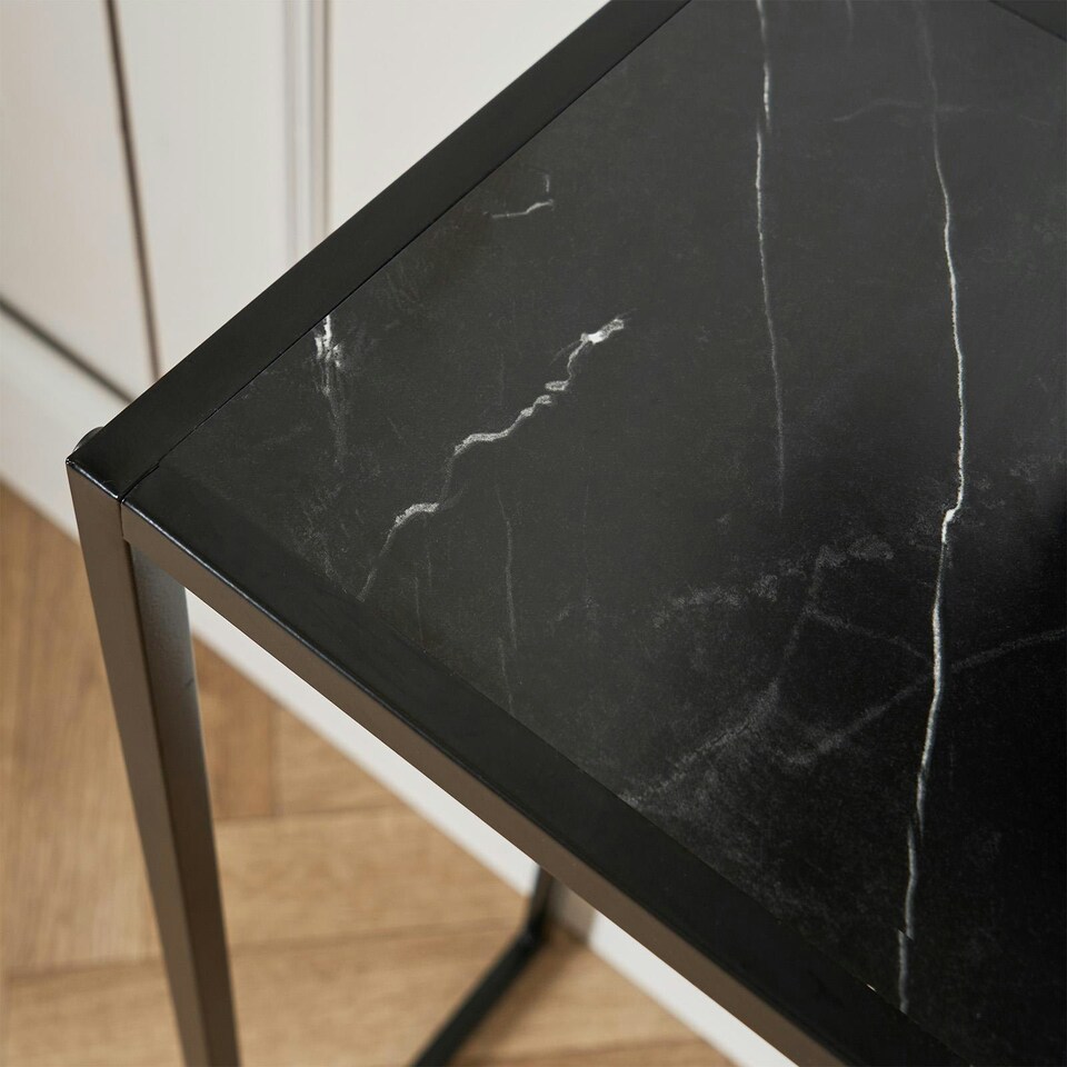 image 1 of OHS Marble Top Modern Bedroom Nightstand Living Room Hallway End Console Table - Black