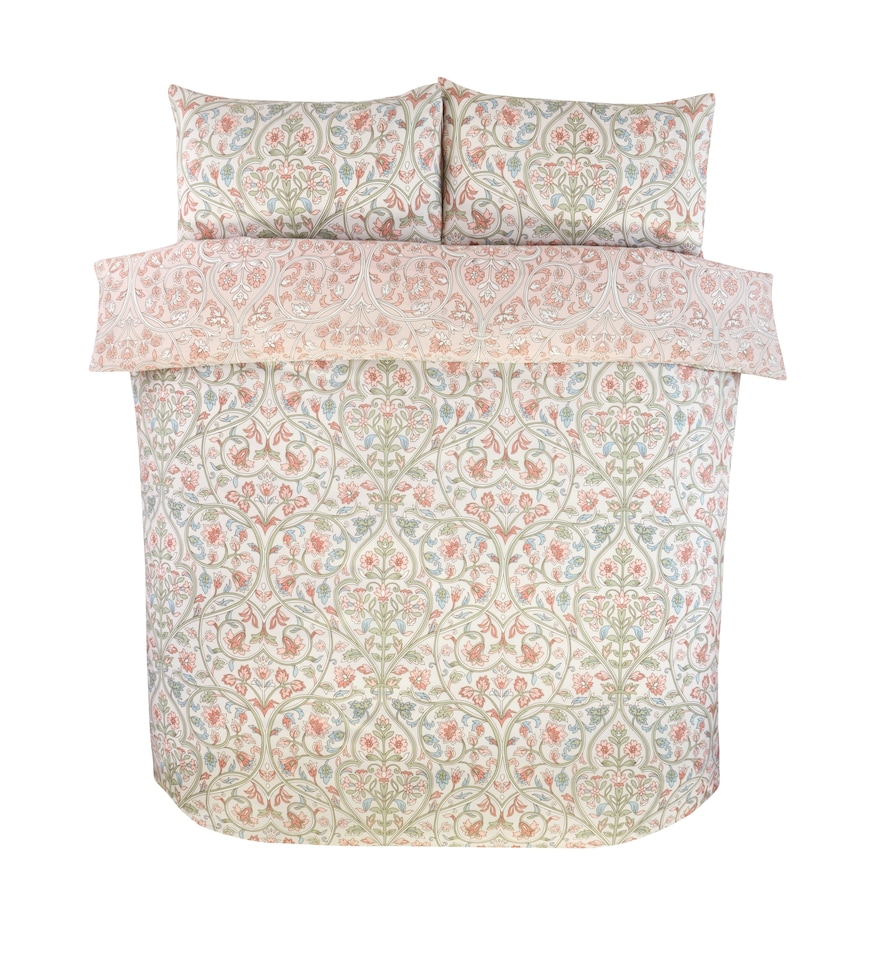 image 1 of Harrow Microfibre Floral Reversible Duvet Cover Set with Pillowcase | Brown | Double