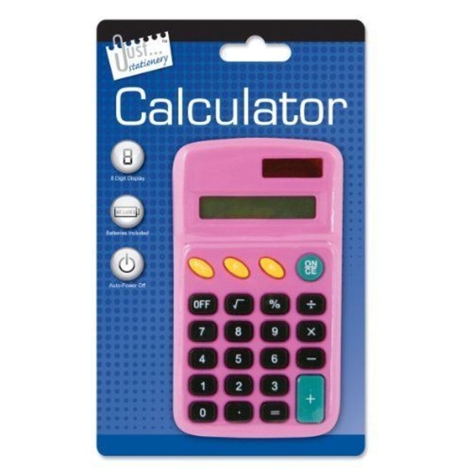 image 1 of Just Stationery Pocket Calculator - Assorted Colours