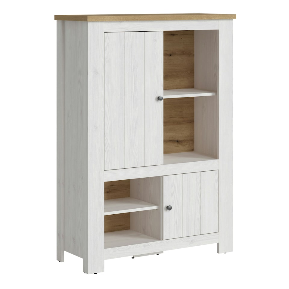 image 1 of Celesto 2 Door 4 Shelves Cabinet in White and Oak