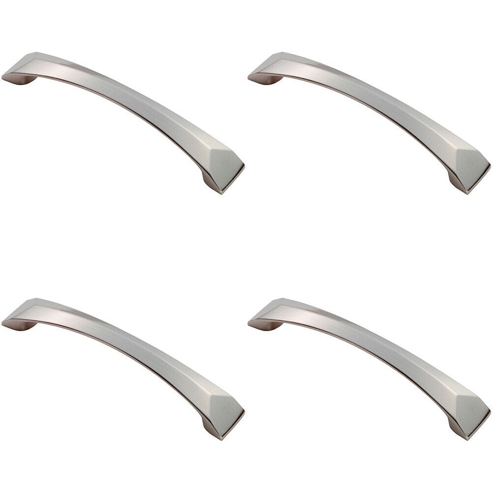 Loops 4x Chiselled Cabinet Pull Handle 128mm Fixing Centres 145 x 25mm Satin Nickel in Metallics