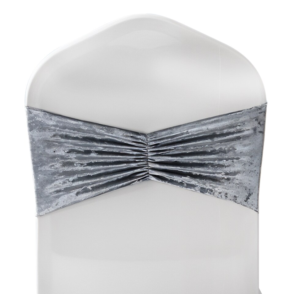 image 1 of Crushed Velvet Chair Band, Glitz Shiny Fabric Sashes - 1pc