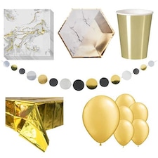 Gold Marble 8 Person Deluxe Party Pack