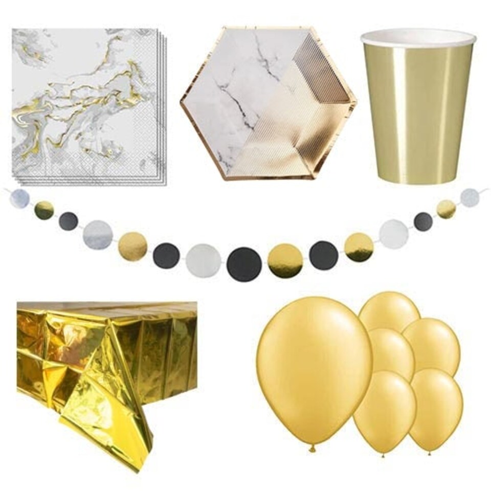 Gold Marble 8 Person Deluxe Party Pack