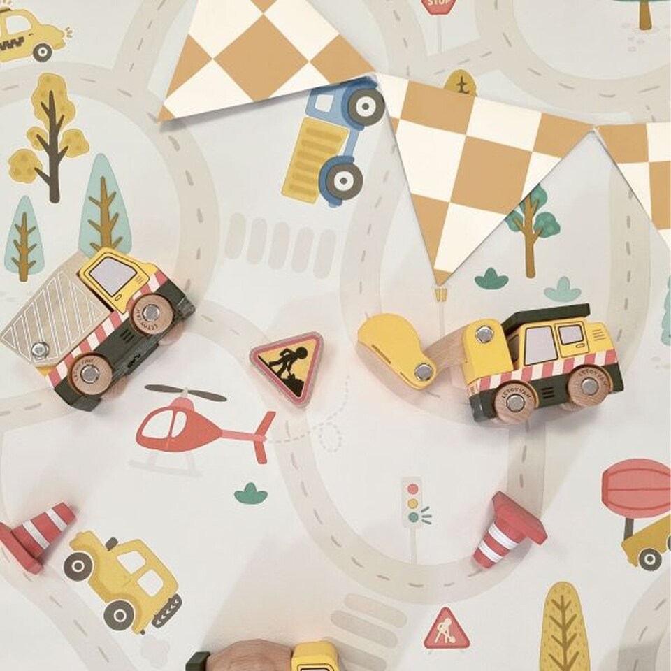image 1 of Holden Decor Roundabout Road Textured Wallpaper | White | Cream/Multicoloured | 1