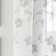 image 3 of Pair of Sienna Grey Floral Paste Print Patterned Voile Panels with Rod Pocket Header 183 CM