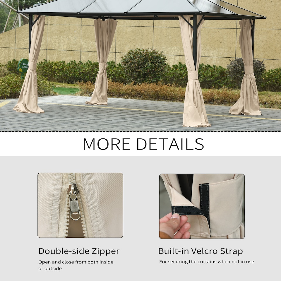 image 1 of Outsunny 3 x 4(m) Universal Gazebo Replacement Sidewall Set, 4 Panels, Beige