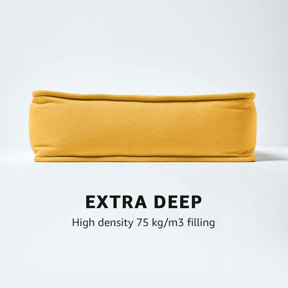 image 1 of Homescapes Mustard Cotton Dining Booster Cushion Yellow