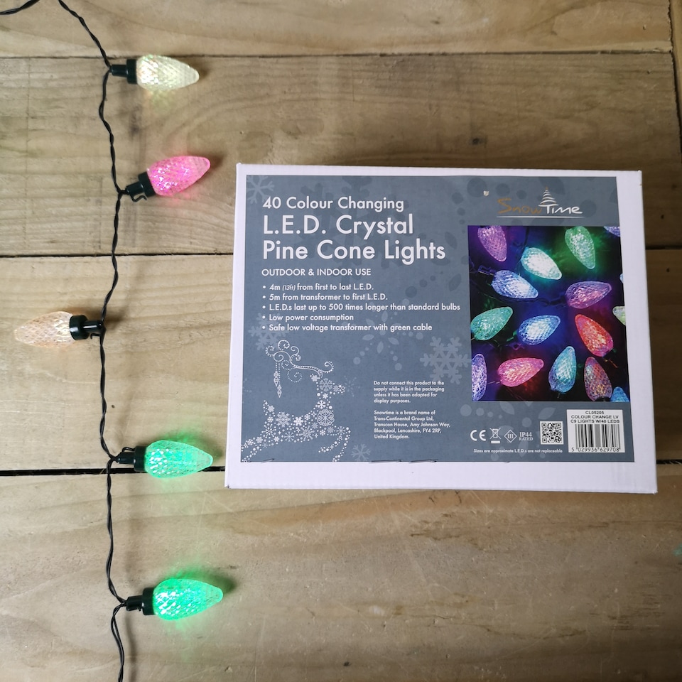 image 1 of Indoor Outdoor Colour Changing 40 LED crystal Pine Cone Lights