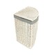 image 1 of Small Corner White Wash Laundry Hamper with Grey Sage Lining Grey | Grey
