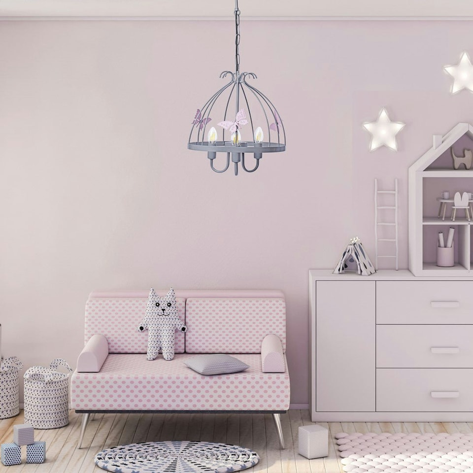 image 1 of Milagro Chandelier Kago 3XE14  Grey and Pink