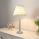 image 3 of ValueLights Bobbles Blue Bobbin Table Lamp Pink Aztec Pleat Shade | Blue