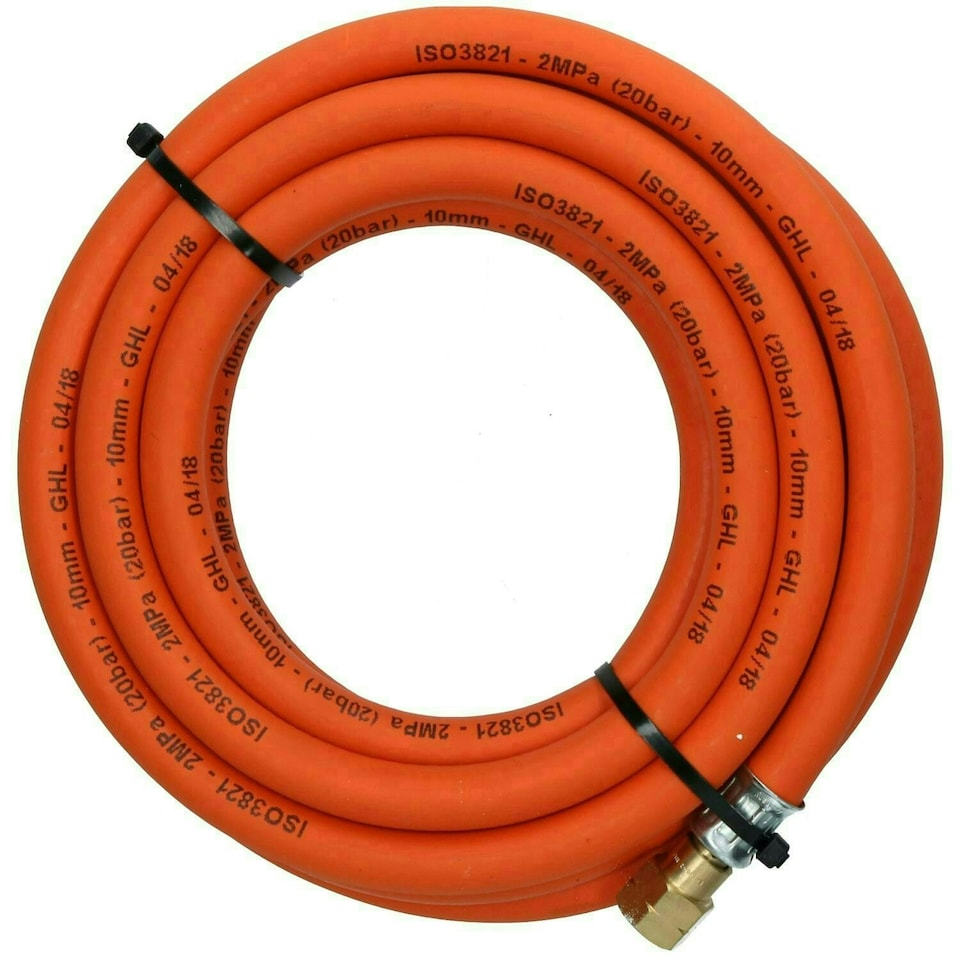 image 1 of Single Propane Fitted Rubber Hose Pipe Cutting & Welding 5M 3/8" BSP Gas