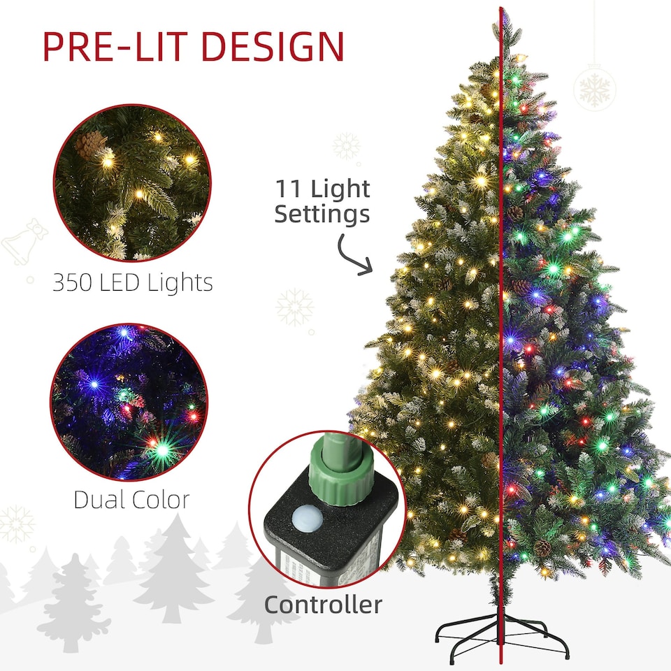 image 1 of HOMCOM 6 Ft Artificial LED Christmas Tree with Metal Base, Hinged Branches