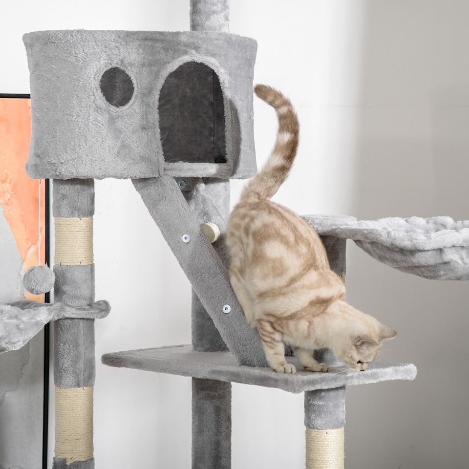 image 1 of PawHut Kitten Tower Adjustable 240-260cm, Scratch Posts, Houses