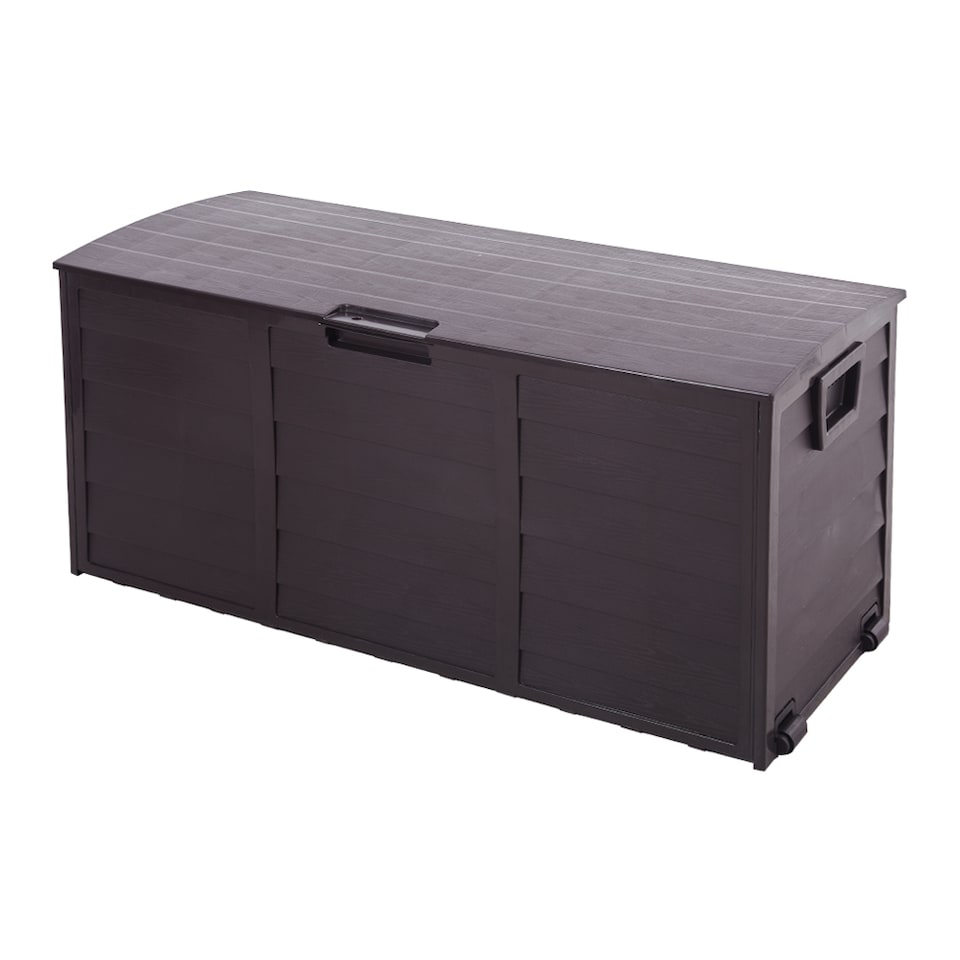 image 1 of Living and Home 290L Outdoor Plastic Garden Storage Box with Wheels, Dark Brown | Brown | Dark Brown | 290L | 1