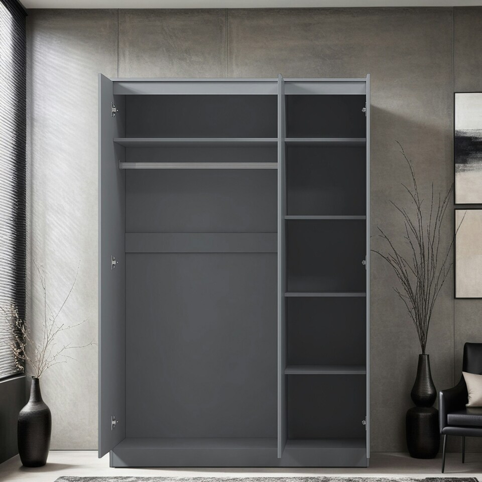 image 1 of FWStyle Stora 3 Door Wardrobe - Matt Dark Grey Grey