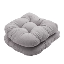Living and Home 2Pcs Outdoor Indoor Tufted Chair Cushions, Light Grey | Grey | Light Grey
