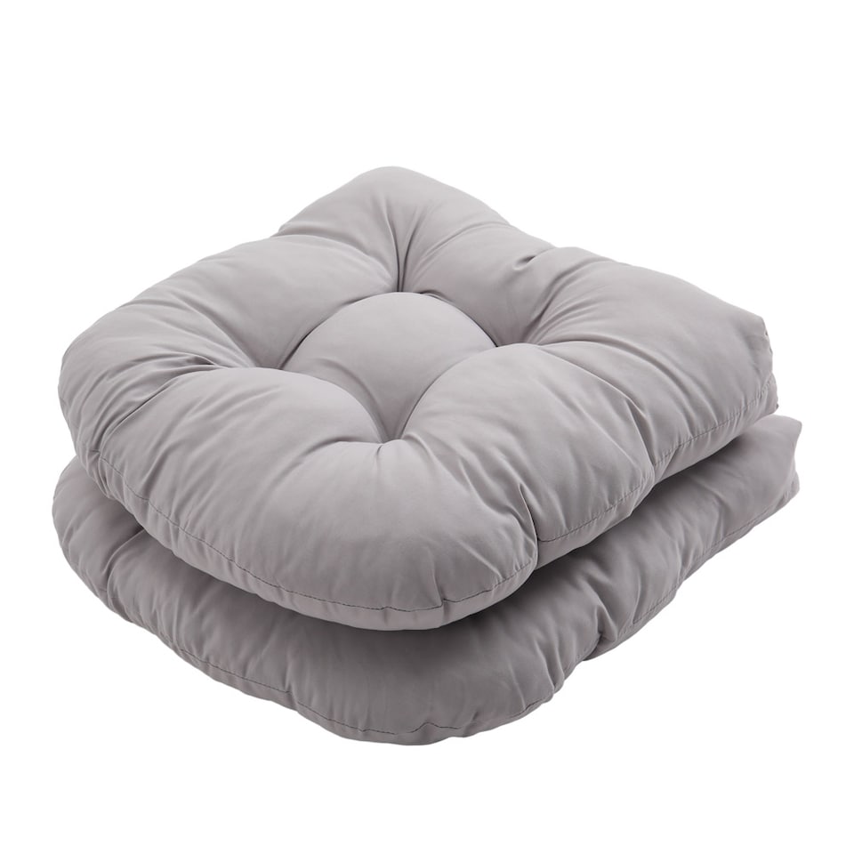 image 1 of Living and Home 2Pcs Outdoor Indoor Tufted Chair Cushions, Light Grey | Grey | Light Grey