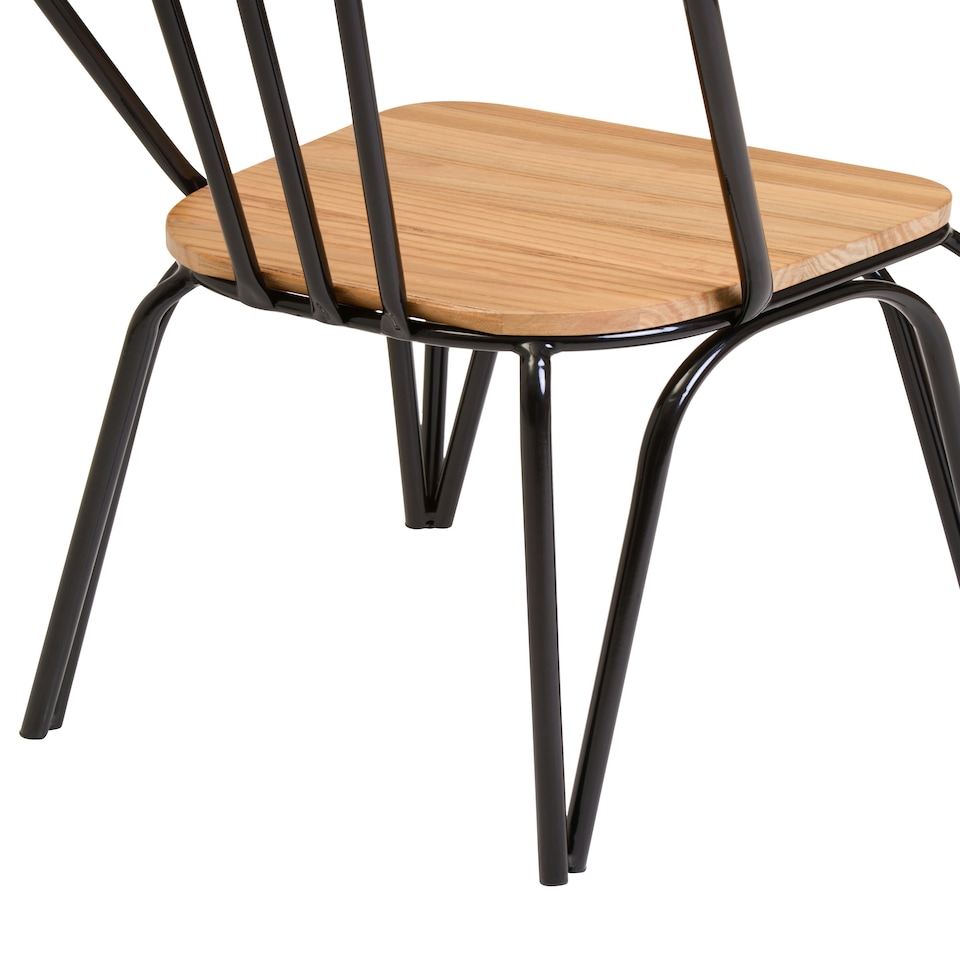 image 1 of District Dining Chair Elm Wood Seat With Black Finish Metal Frame Black