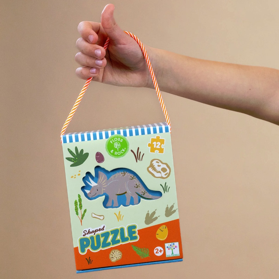 image 1 of Floss & Rock 12pc Shaped Jigsaw Puzzle Dinosaur