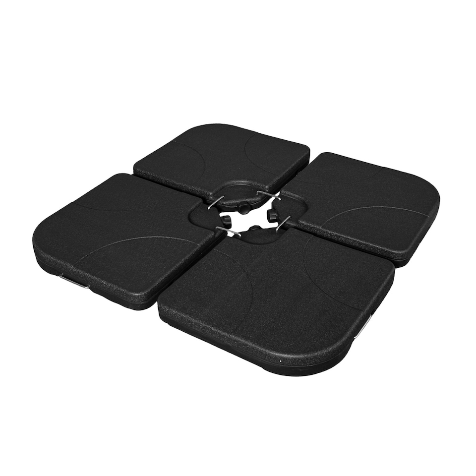 image 1 of 4 Pack 60/80Kg Square Water / Sand Filled Black Hanging / Banana / Cantilever Garden Patio Decking Parasol Base Weight