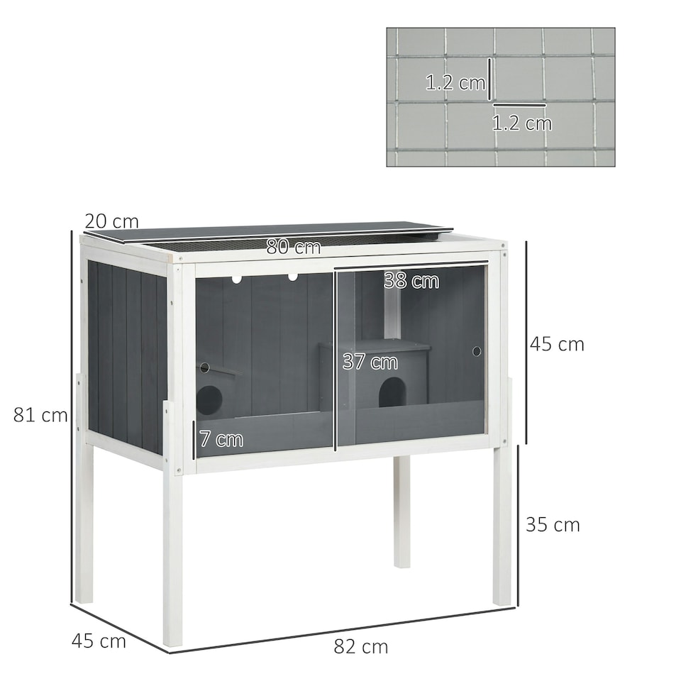 image 1 of PawHut Wooden Hamster Cage for Dwarf Hamsters, Gerbils, Rutin Chicken w/ Shelf