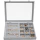 image 1 of Jewellery Box Storage Organiser 12 Grid Earrings Rings Display Case Sasha Morel