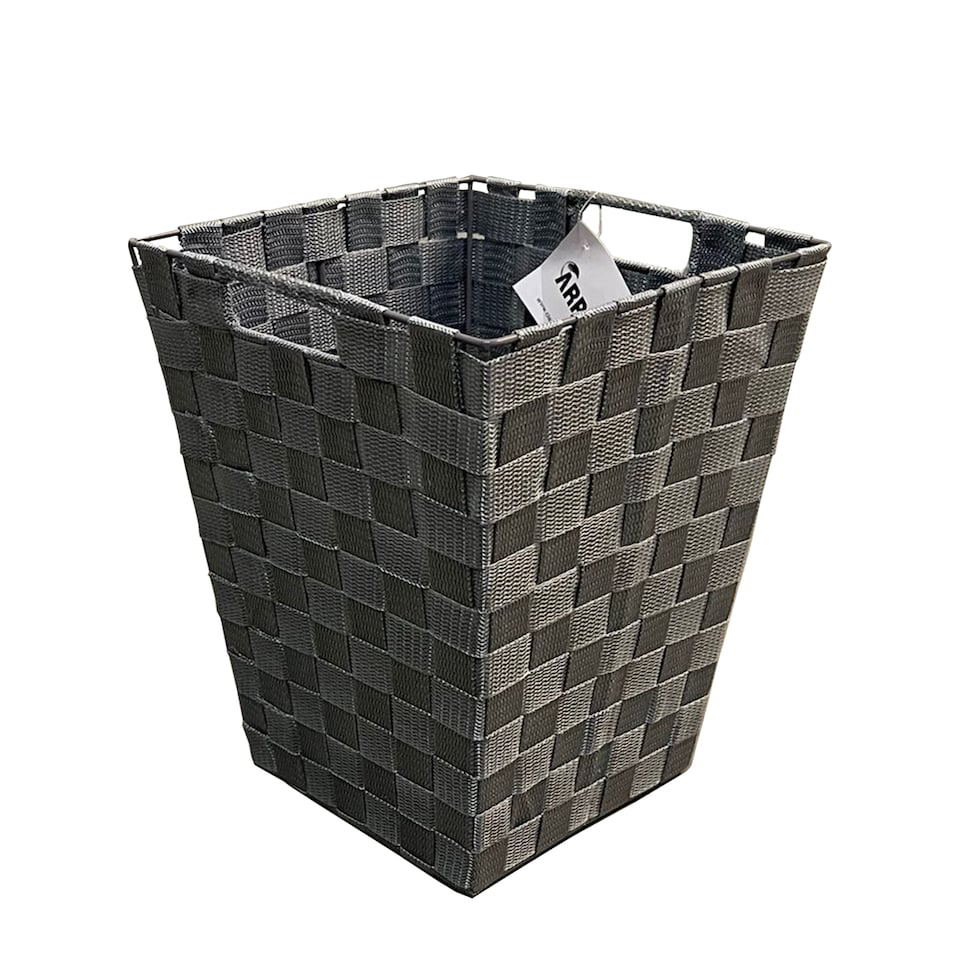 image 1 of Grey Nylon Plastic Waste Paper Bin – Strong Square Storage Basket Wastebasket for Home, Office & Hotels – Versatile Rubbish & Garbage Bin