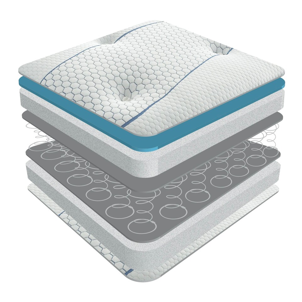 image 1 of Sareer Cool Blue Memory Foam Open Coil Mattress 5FT White | King