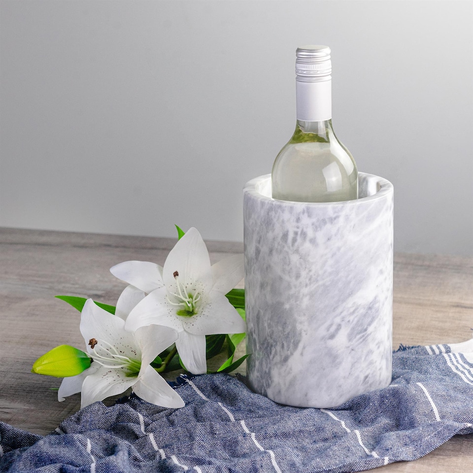 image 1 of Argon Tableware Marble Wine Bottle Cooler - 13cm - Grey | Grey | Grey