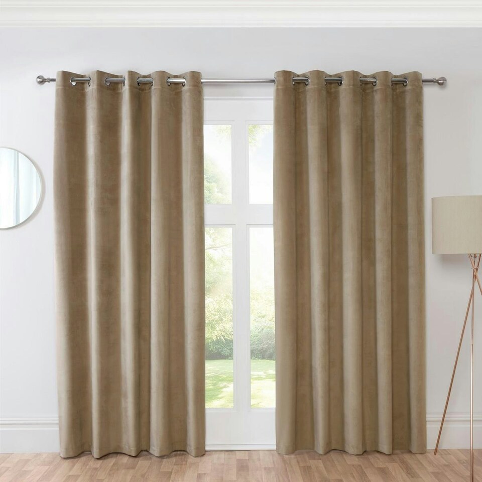 image 1 of Sundour Casa Eyelet Curtains Mocha Brown | 66x54"