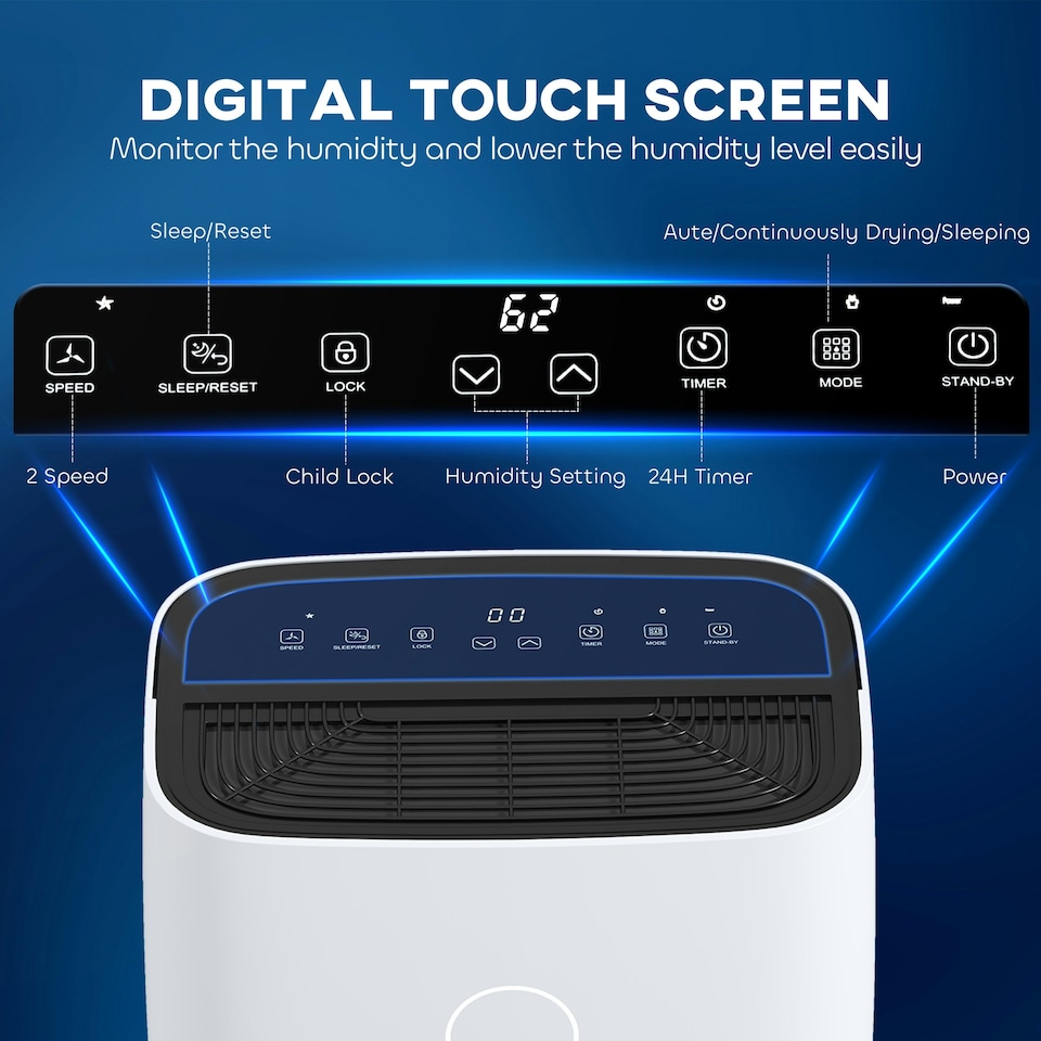image 1 of HOMCOM 20L/Day Portable Quiet Dehumidifier for Home, Electric Air De-Humidifier