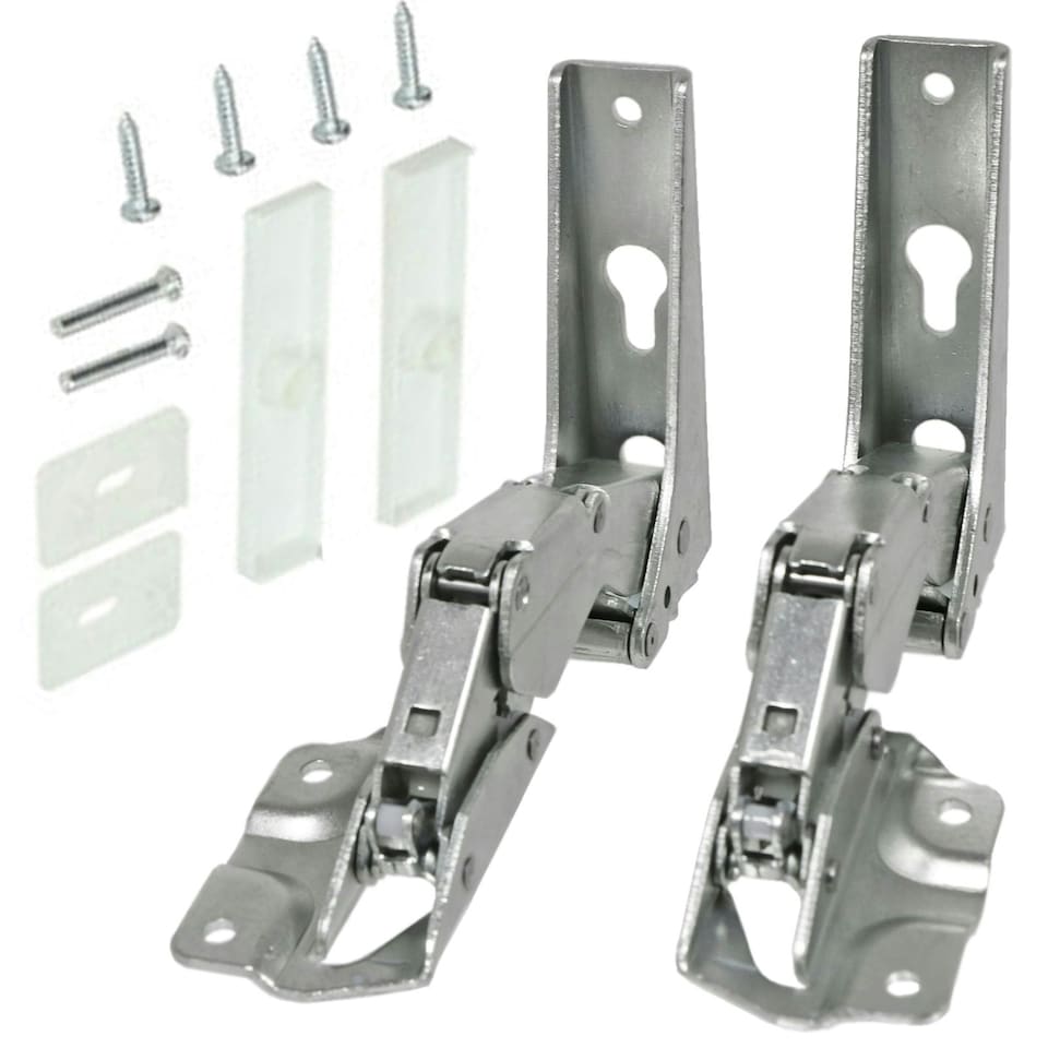 image 1 of SPARES2GO Integrated Hinges compatible with IKEA CDA Caple Tecnik Fridge Freezer Door Hinge 3905 3362 3363 5.0 41,5 Silver