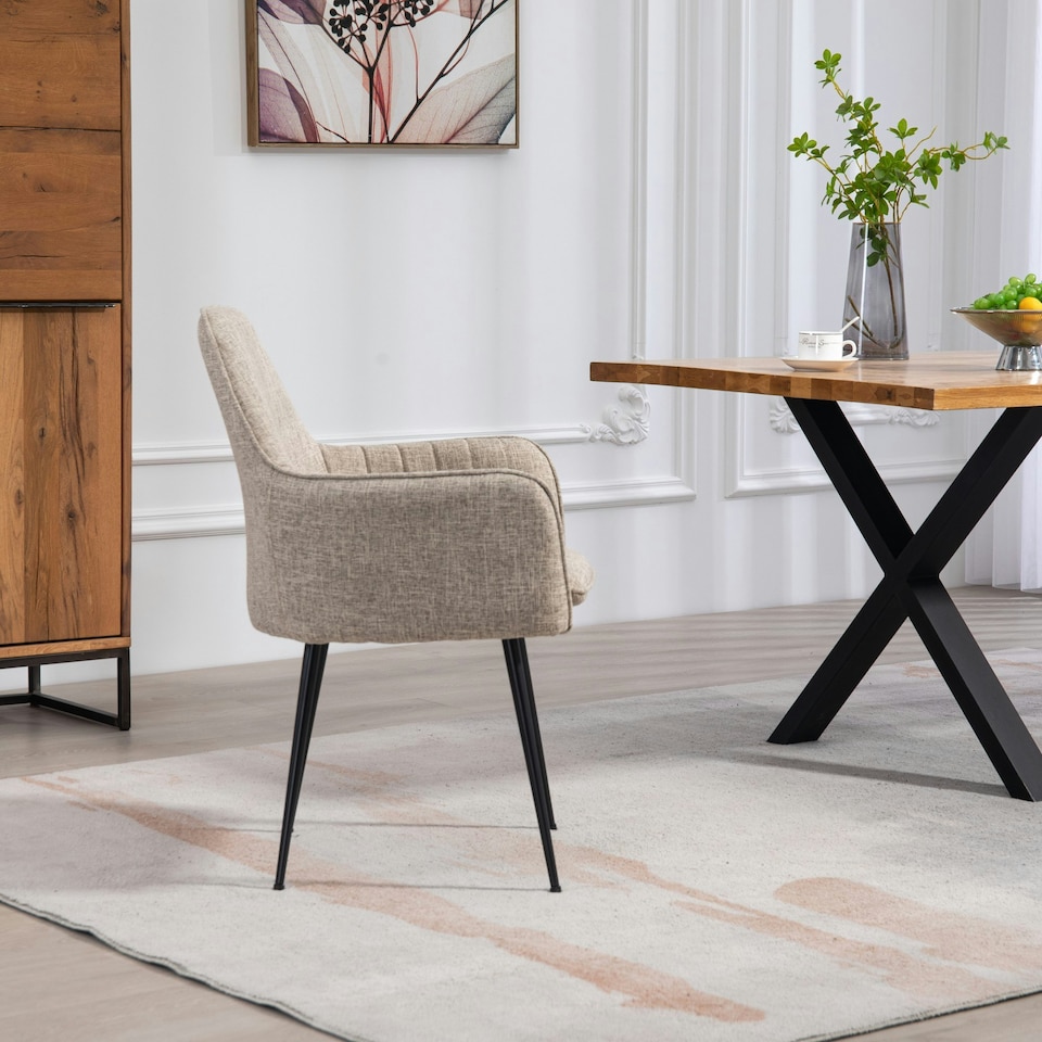 image 1 of Set of 2 Carrara Fabric Dining Chairs - Brown