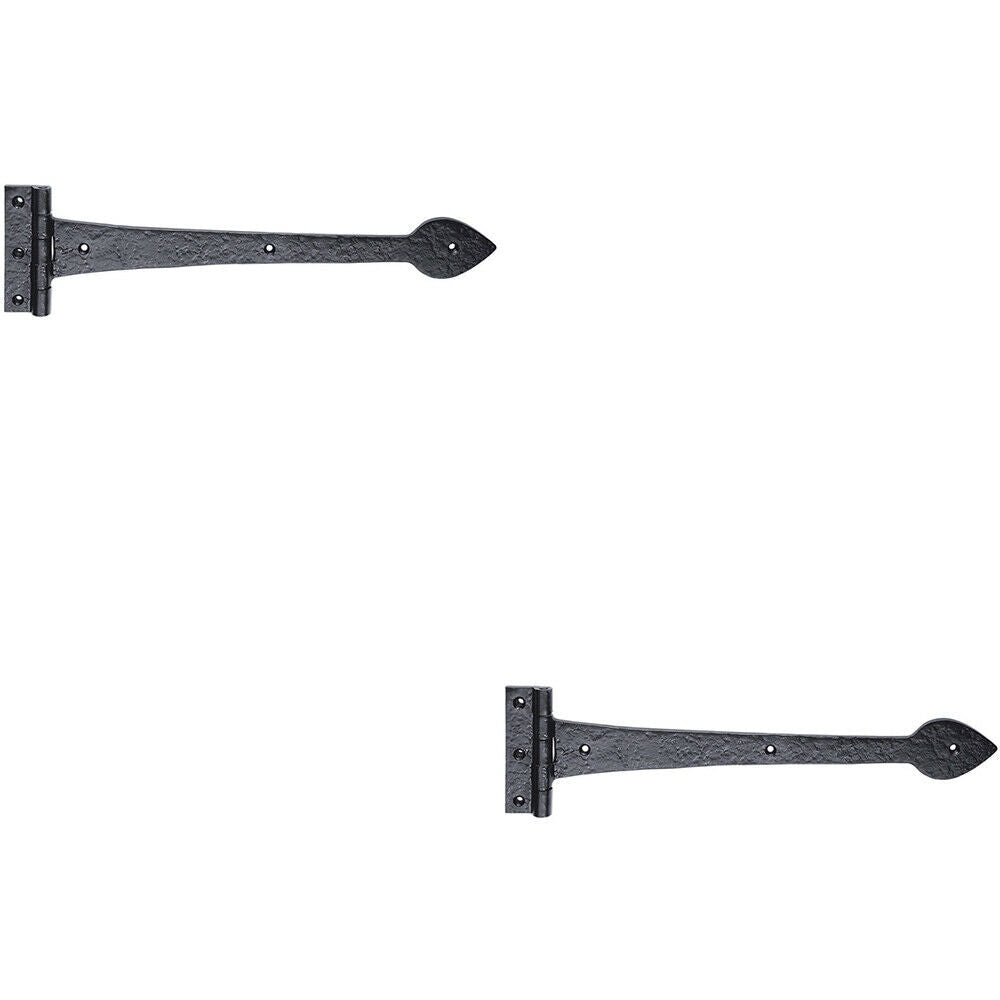 2x PAIR 380 x 102mm Ornate T Hinge Black Antique Internal Decorative Door Hinge