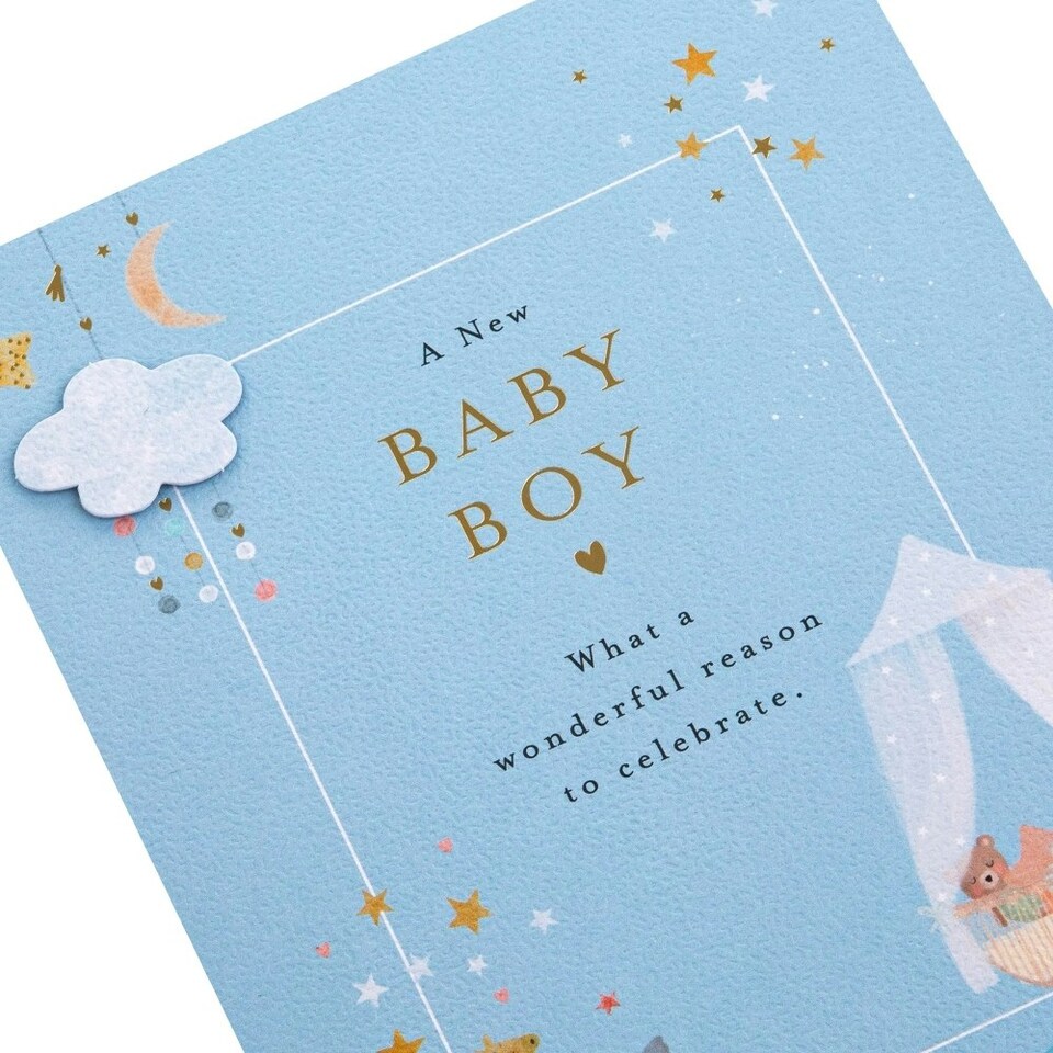 image 1 of Crib & Toy Animals Design New Baby Boy Congratulations Card