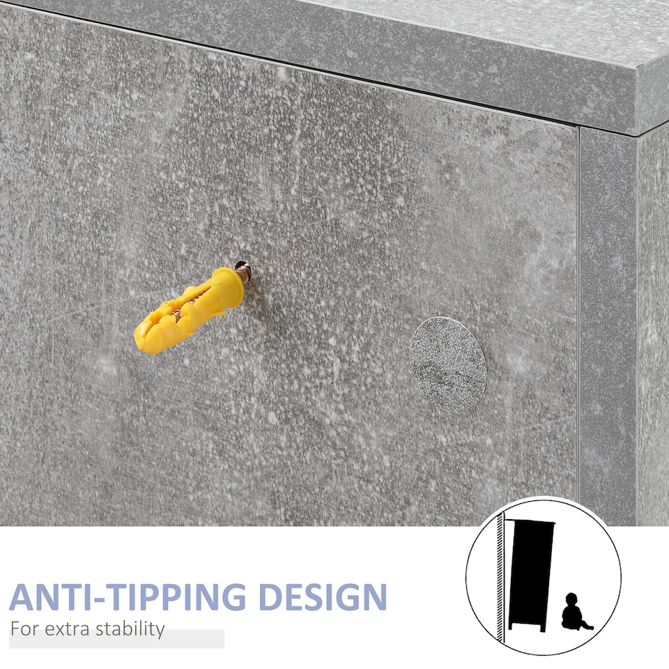 image 1 of kleankin Under Sink Cabinet, Bathroom Vanity Unit, Storage Cupboard with Adjustable Shelves, White and Grey | White | White, Grey