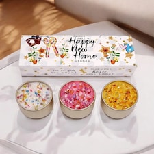 Happy New Home Scented Candle Trio Luxury Housewarming Gift Set Including Classic Cotton Whispering Bamboo and Gold Dust 3 Pack