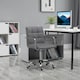 image 2 of Vinsetto Makeup Vanity Chair, PU Leather Mid Back Office Chair with Adjustable Height, Armrest and Rolling Wheels, Grey