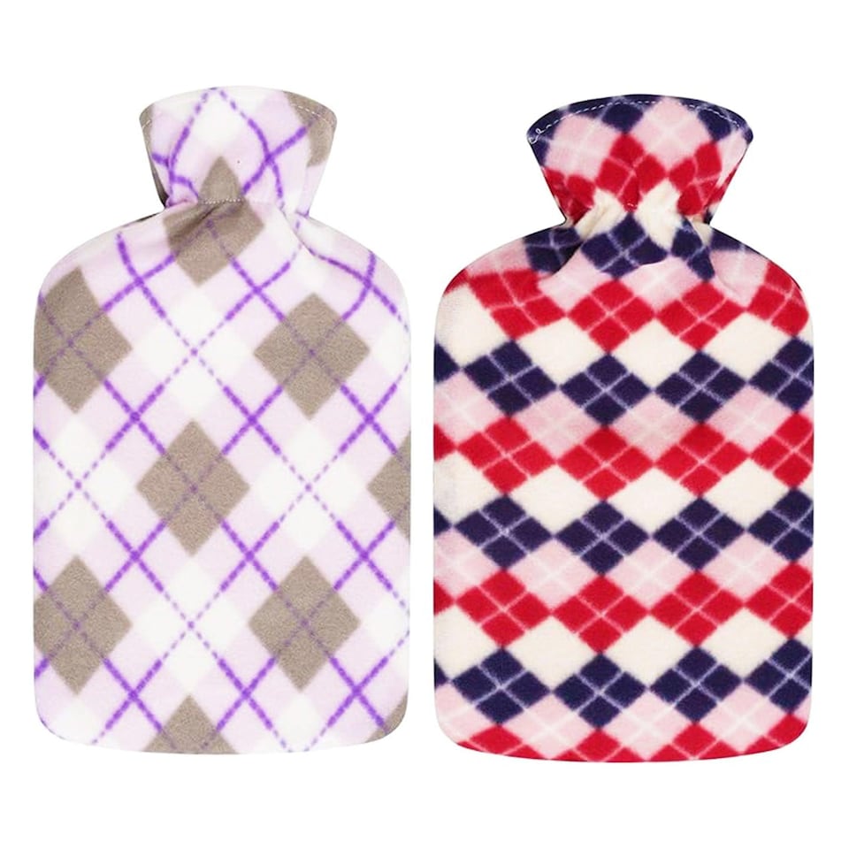 image 1 of K Collection Diamond 2L Hot Water Bottle And Cover (Pack of 2) | Red | Red/Purple | One Size | 1