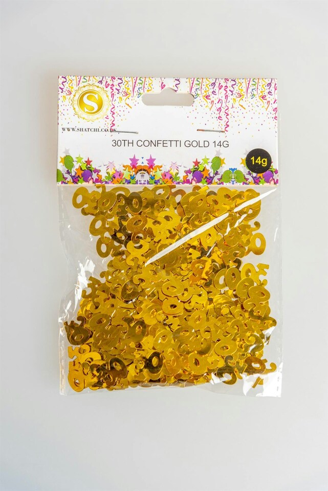 image 1 of 30th Birthday Confetti Gold 2 pack x 14 grams birthday decoration Foil Metallic 2 pack