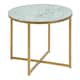 image 1 of Alisma Round Side Table with White Crystal Clear Marble Glass Top & Gold Legs