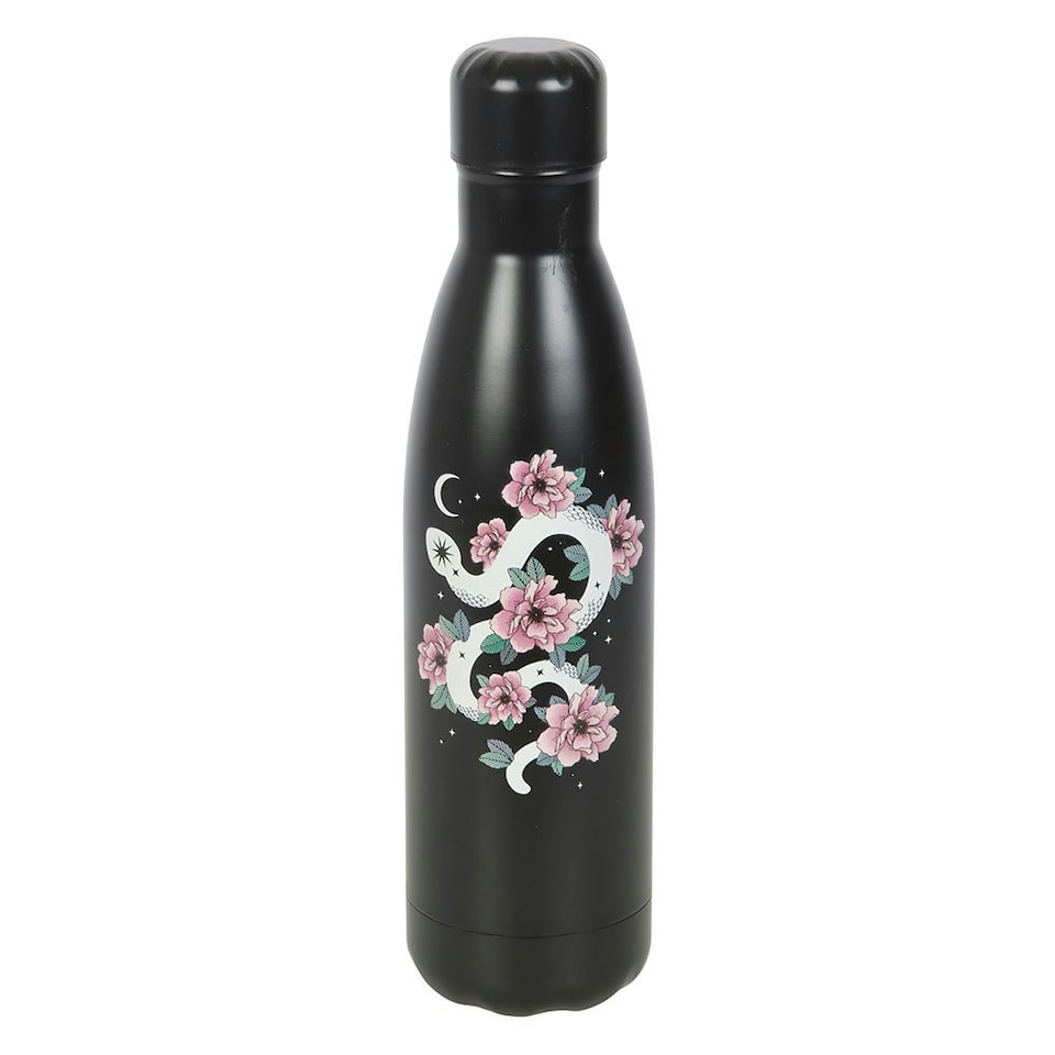image 1 of Something Different Floral Snake Steel Water Bottle - Black/White/Pink - One Size