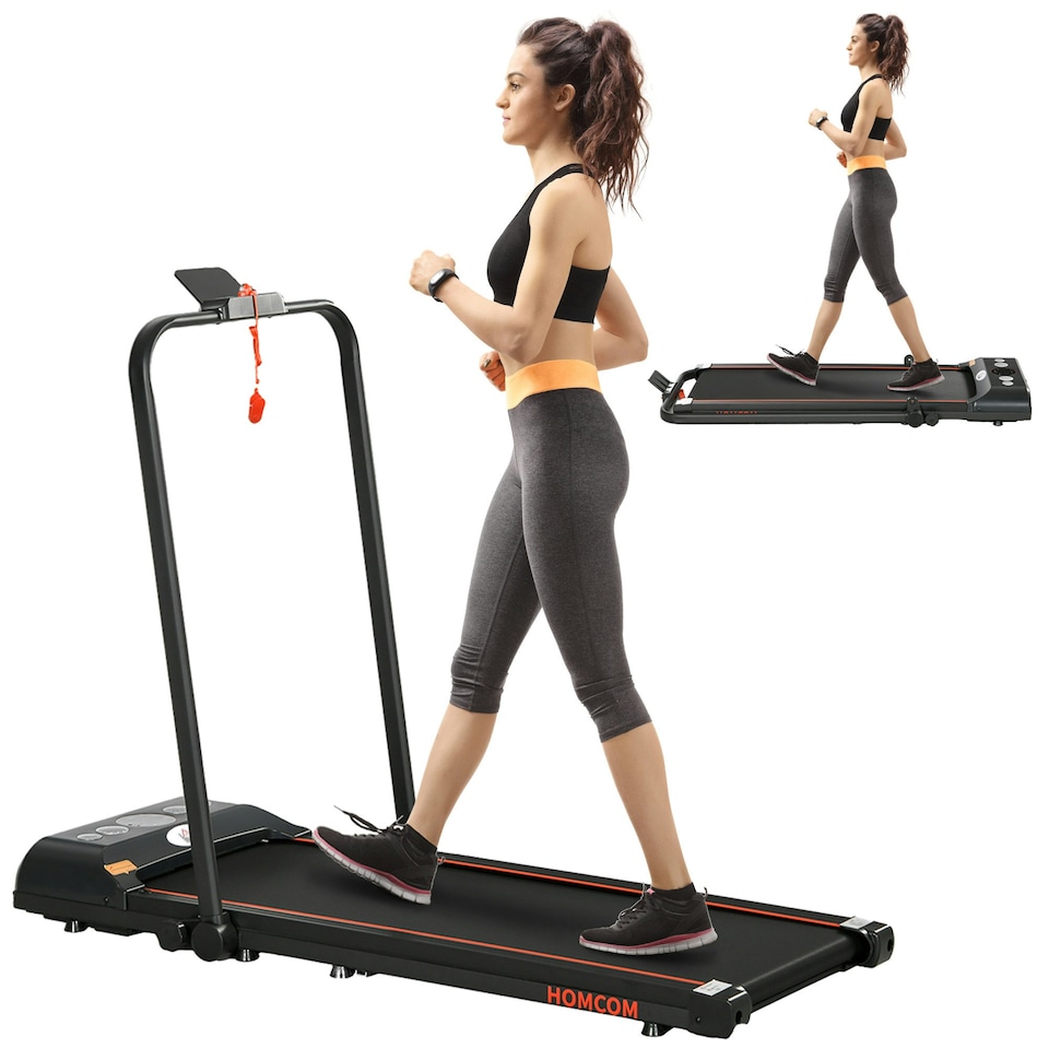 image 1 of HOMCOM Foldable Walking Treadmill w/ LED Display, Red