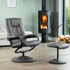 Gibson Swivel Recliner and Footstool - Grey