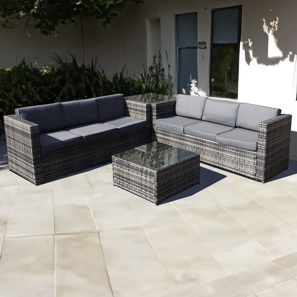image 1 of Oseasons Malta Rattan 6 Seater Corner Set in Grey