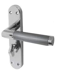 Golden Grace Mitred Design Bathroom Door Handles on Backplate in Duo Chrome Finish - 182mm x 45mm Grey