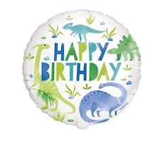 Unique Party Dinosaur Happy Birthday Foil Balloon - White/Green/Blue - One Size